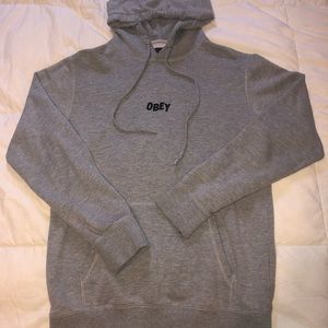 Gray Obey Mini Logo Hoodie